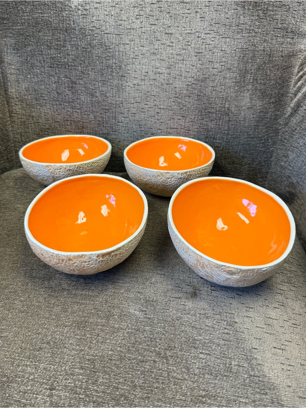 Set of 4 Vegetabowls 2016 Handmade Cantalope Bowls.
